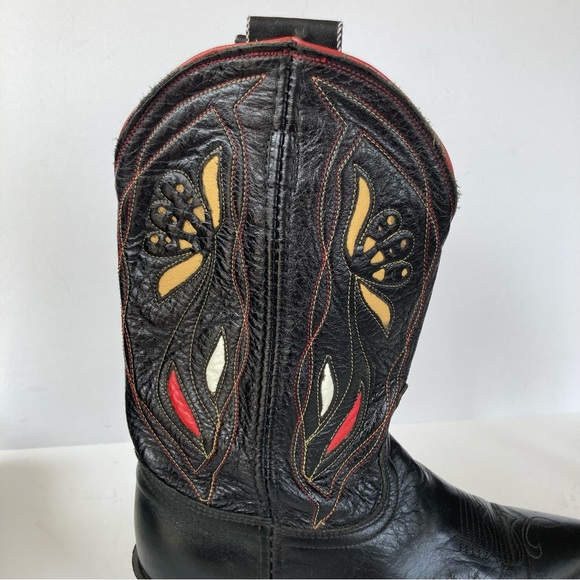 Vtg ACME Shorty Pee Wee Cowgirl boots snip toe Sz 9 Womens Western Rodeo Inlay - Picture 4 of 14